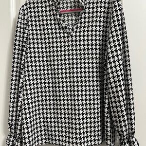SHEIN Black and White Houndstooth Blouse